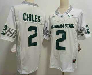 Mens Michigan State Spartans #2 Aidan Chiles White FUSE College Football Jersey